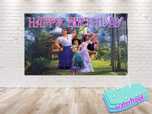 Birthday Backdrop Banner Mirabel- 3x5 FT and 7x5 FT with Mirabel Family, Mexican Cartoon Party Background