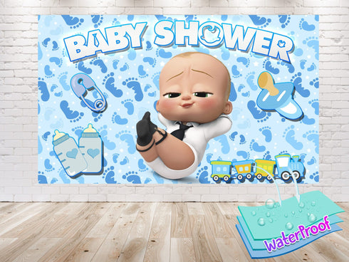 Cartoon Baby Shower Boss Backdrop - 5x3 FT and 7x5 FT Party Decoration