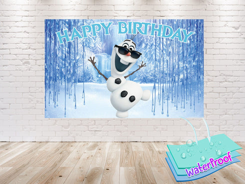 Birthday Backdrop Olaf - 5x3 FT and 7x5 FT, Olaf Snowman Party Background