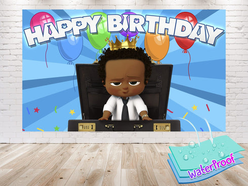 Afro Cartoon Boss Birthday Backdrop - 5x3 FT and 7x5 FT Party Decoration