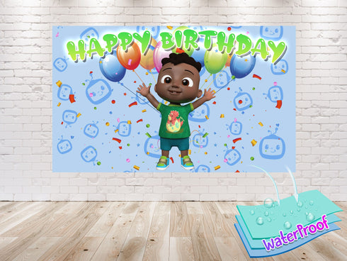 Cody Afro Birthday Backdrop Baby Melon – 5x3 and 7x5 FT Party Banner, Cody Baby Melon Decoration