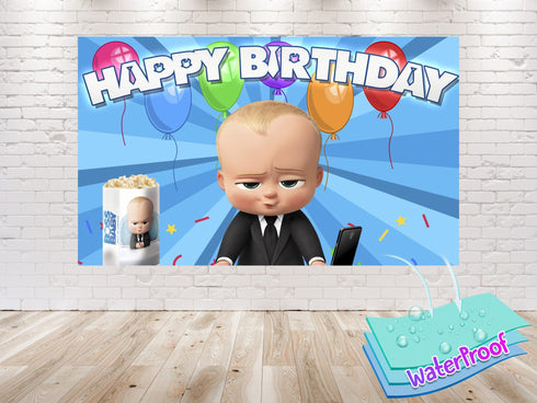 Cartoon Birthday Boss Backdrop - 5x3 FT and 7x5 FT Party Decoration