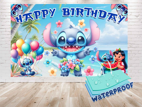 Happy Birthday Party Backdrop Banner Stitch