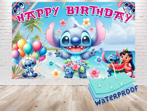 Birthday Party Backdrop Stitch – Happy Birthday Banner for Kids