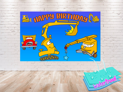 Goodnight, Goodnight Construction Site Birthday Backdrop - 5x3 ft and 7x5 ft Banner