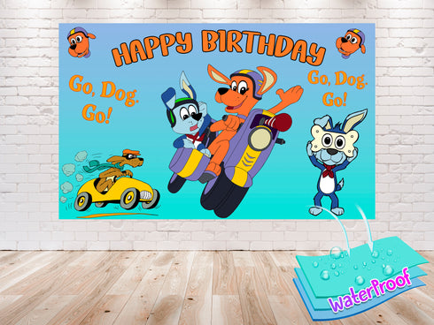 Go, Dog. Go! Birthday Backdrop – 5x3 ft and 7x5 ft Party Decoration Banner