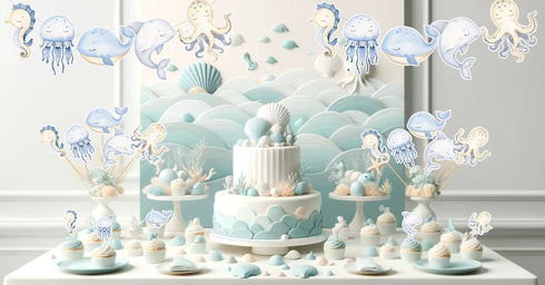 Let's Shell-ebrate! Under The Sea Birthday Backdrop 5x3 FT - Ocean Theme Party