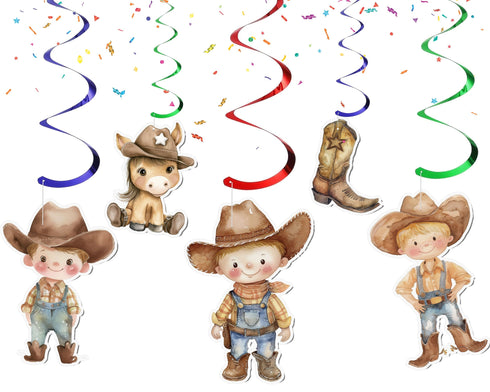 10 Pcs Rustic Cowboy Theme Streamers - Perfect Decor for Wild West Baby Showers & Birthday Parties