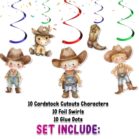 10 Pcs Rustic Cowboy Theme Streamers - Perfect Decor for Wild West Baby Showers & Birthday Parties