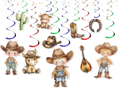 10 Pcs Rustic Cowboy Theme Streamers - Perfect Decor for Wild West Baby Showers & Birthday Parties