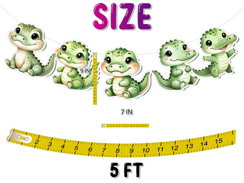 Adorable Crocodile Banner - Cute Jungle Animal Party Garland - Crocodile-Themed Kids Birthday Decor - Reptile Nursery Decoration