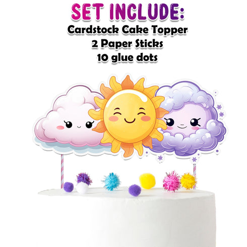 Sun, Clouds, and Moon Cake Topper